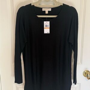 Michael Kors Classic Black Long Sleeve, Round Neck Top